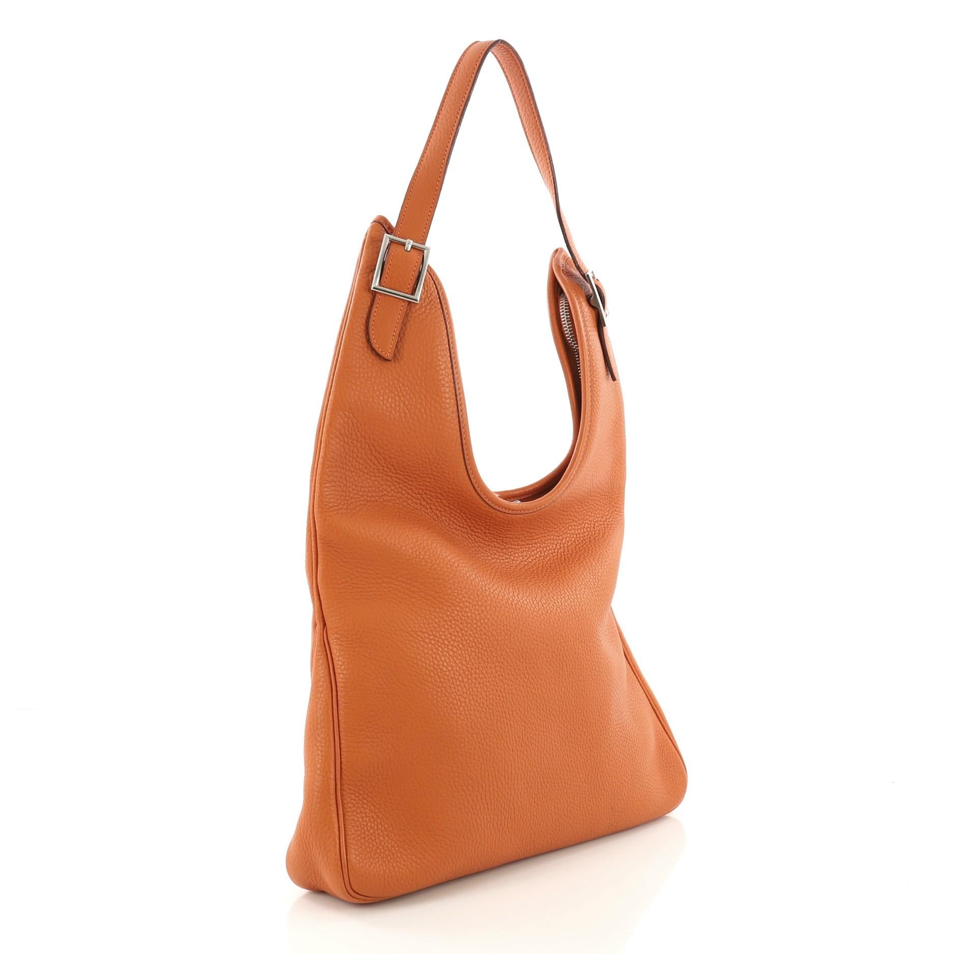 Orange Hermes Massai Handbag Leather 32