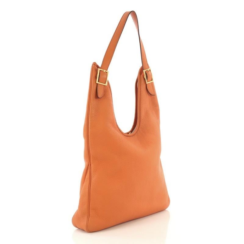 Orange Hermes Massai Handbag Leather 32