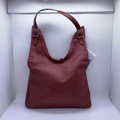 Hermes Massai Leather Shoulder Hobo Bag Red Burgundy Slouchy Stamp K 2007