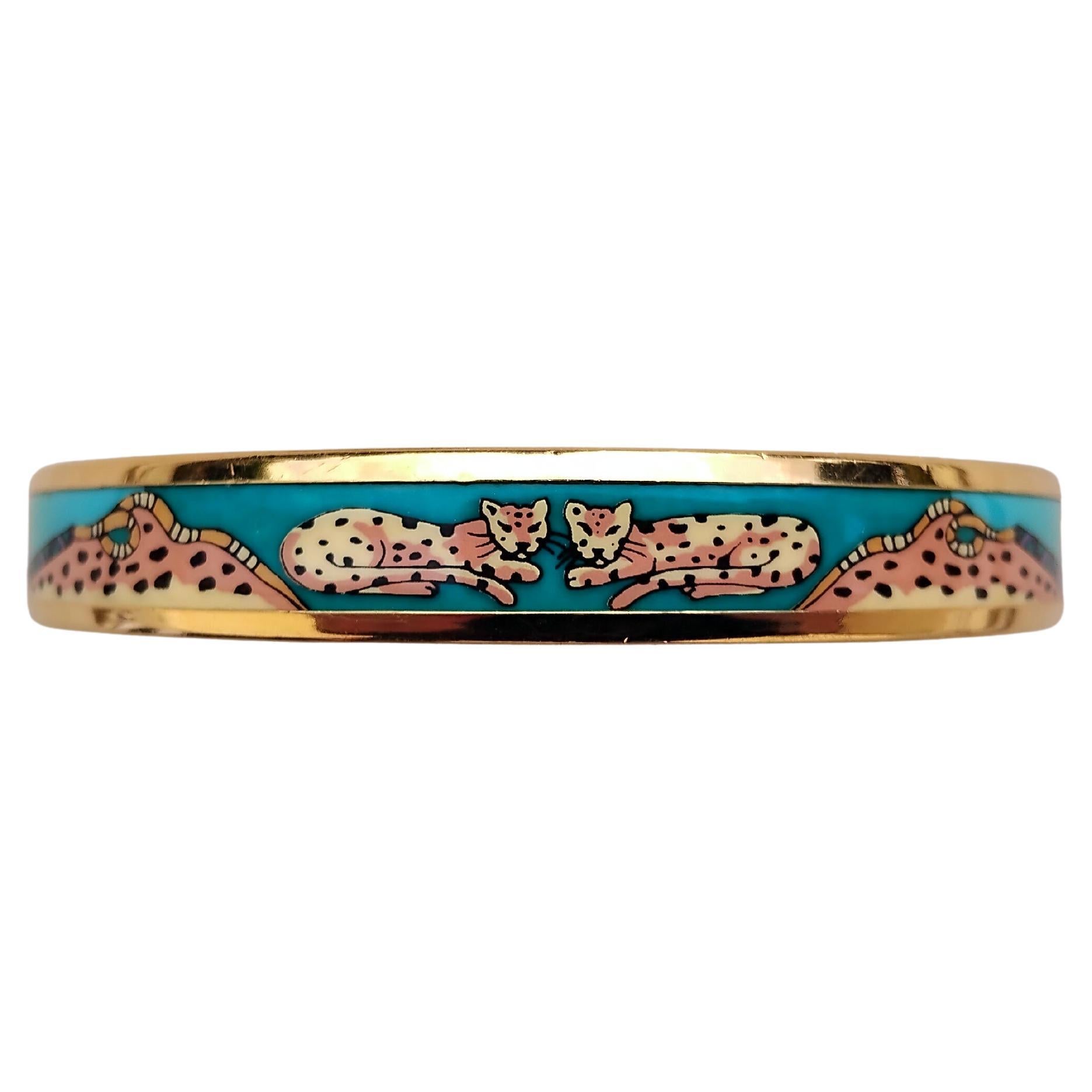 Hermès Bracciale Orecchini Abbinati Set Ghepardo Circo Smalto Ghw in vendita 7