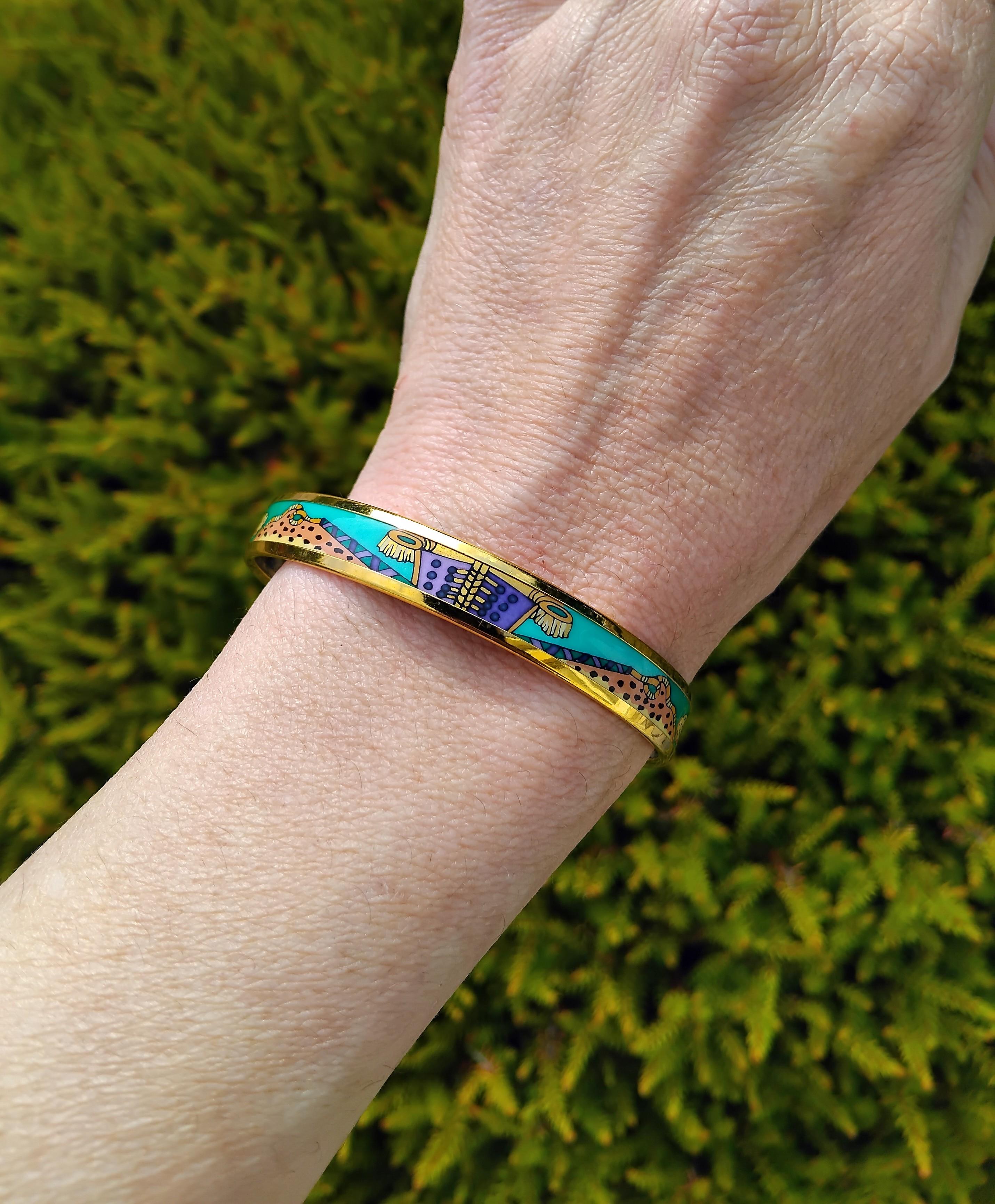 Hermès Bracciale Orecchini Abbinati Set Ghepardo Circo Smalto Ghw in vendita 11