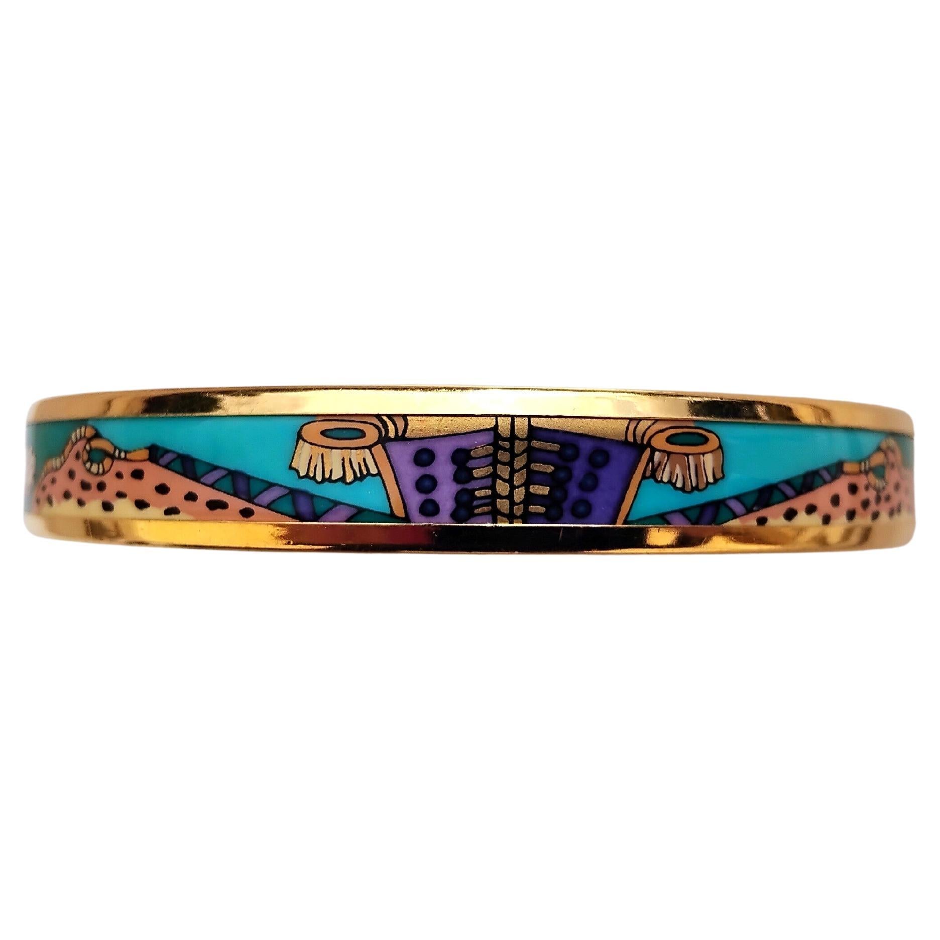 Hermès Bracciale Orecchini Abbinati Set Ghepardo Circo Smalto Ghw in vendita 6