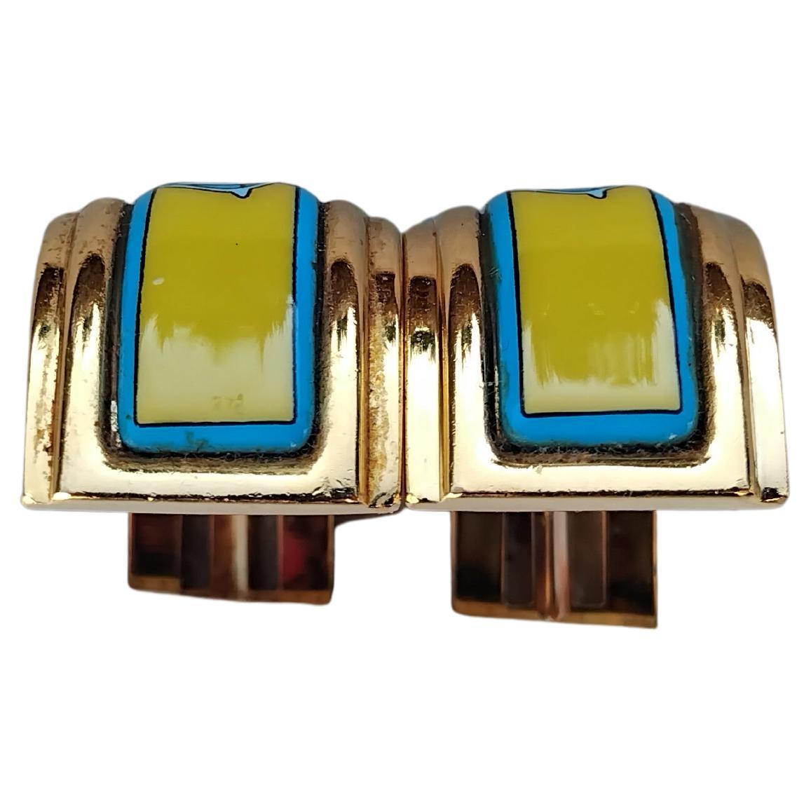 Women's Hermès Matching Set Enamel Bracelet Earrings Thalassa Boat 70 Ghw For Sale