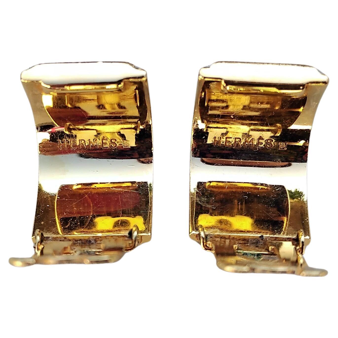Hermès Matching Set Enamel Bracelet Earrings Thalassa Boat 70 Ghw For Sale 3