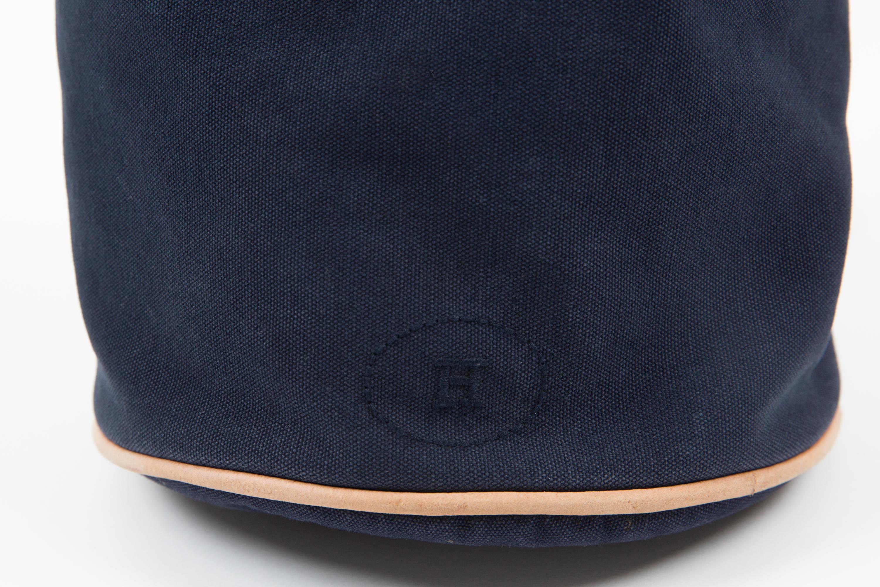 Black Hermes Matelot-Mimile Navy Cotton Backpack Bag For Sale