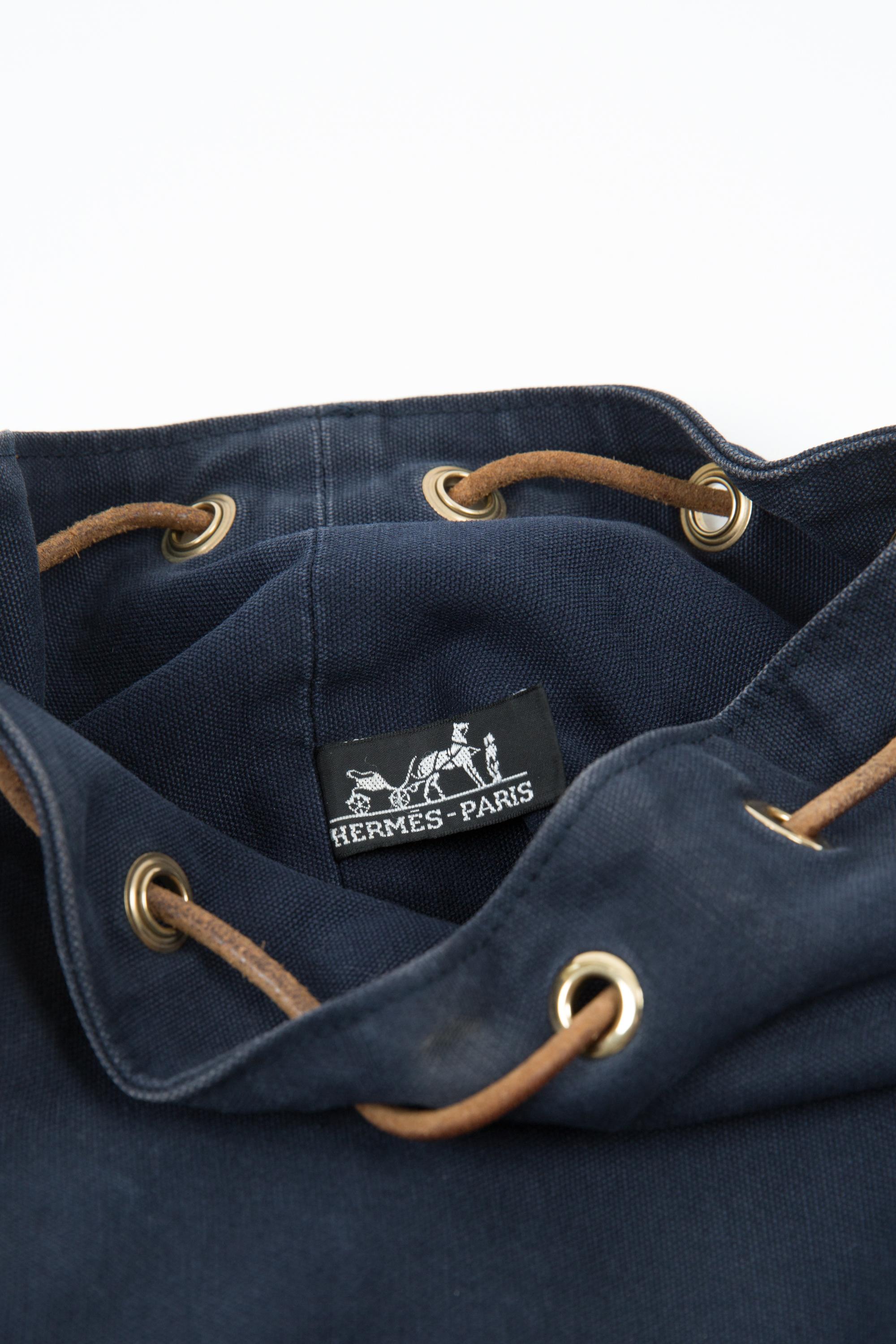 Women's or Men's Hermes Matelot-Mimile Navy Cotton Backpack Bag For Sale