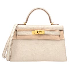 Hermes Matte Alligator Beton Mini Kelly Sellier II GHW - Very Rare