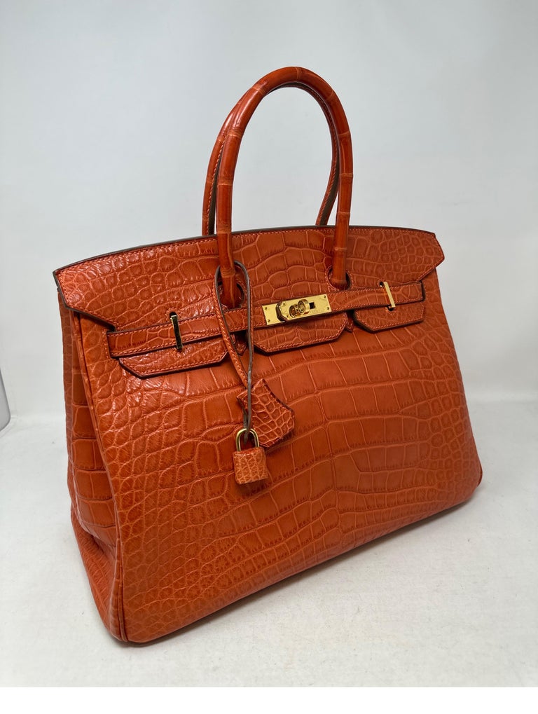 Bags, Rare Travel Croc Carry On Brown Crocodile Embossed Leather Birkin 4  Silver Shw