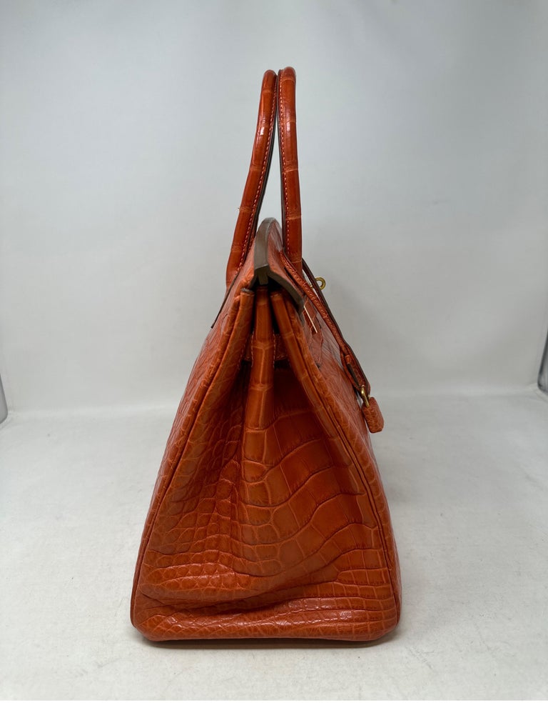 Hermes Matte Alligator Sanguine Birkin 35 Bag For Sale at 1stDibs