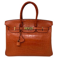 Hermes Matte Alligator Sanguine Birkin 35 Bag