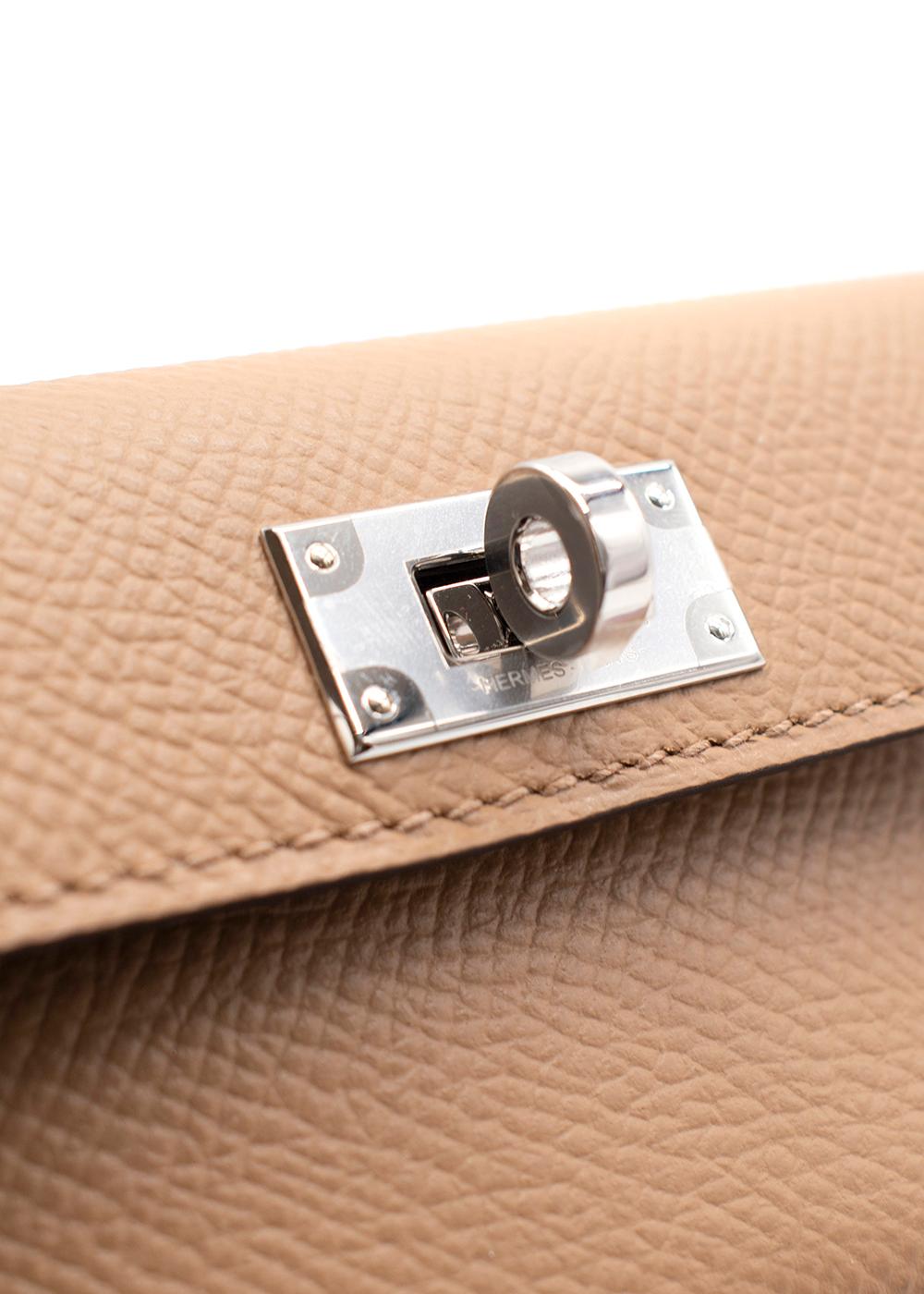Hermes Mauve & Chai Epsom/Swift 85cm Kelly Pocket Strap PHW in vendita 1