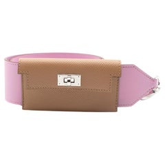 Hermes Mauve and Chai Epsom/Swift 85cm Kelly Pocket Strap PHW For Sale at  1stDibs