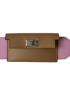 Hermes Mauve/ Chai Swift & Epsom Leather Pocket Kelly Bag Strap