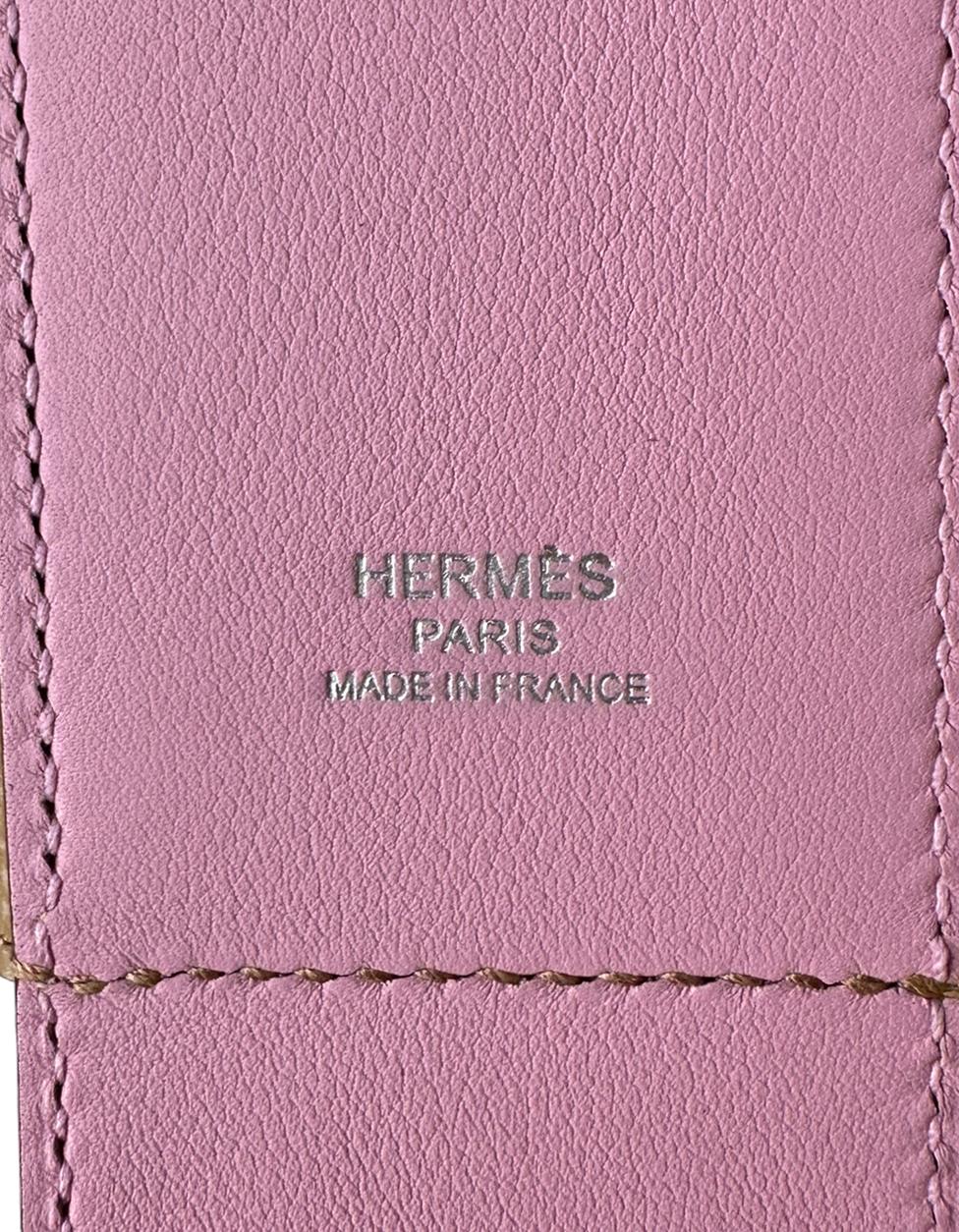 Hermes Mauve/ Chai Swift & Epsom Leather Pocket Kelly Bag Strap For Sale 2