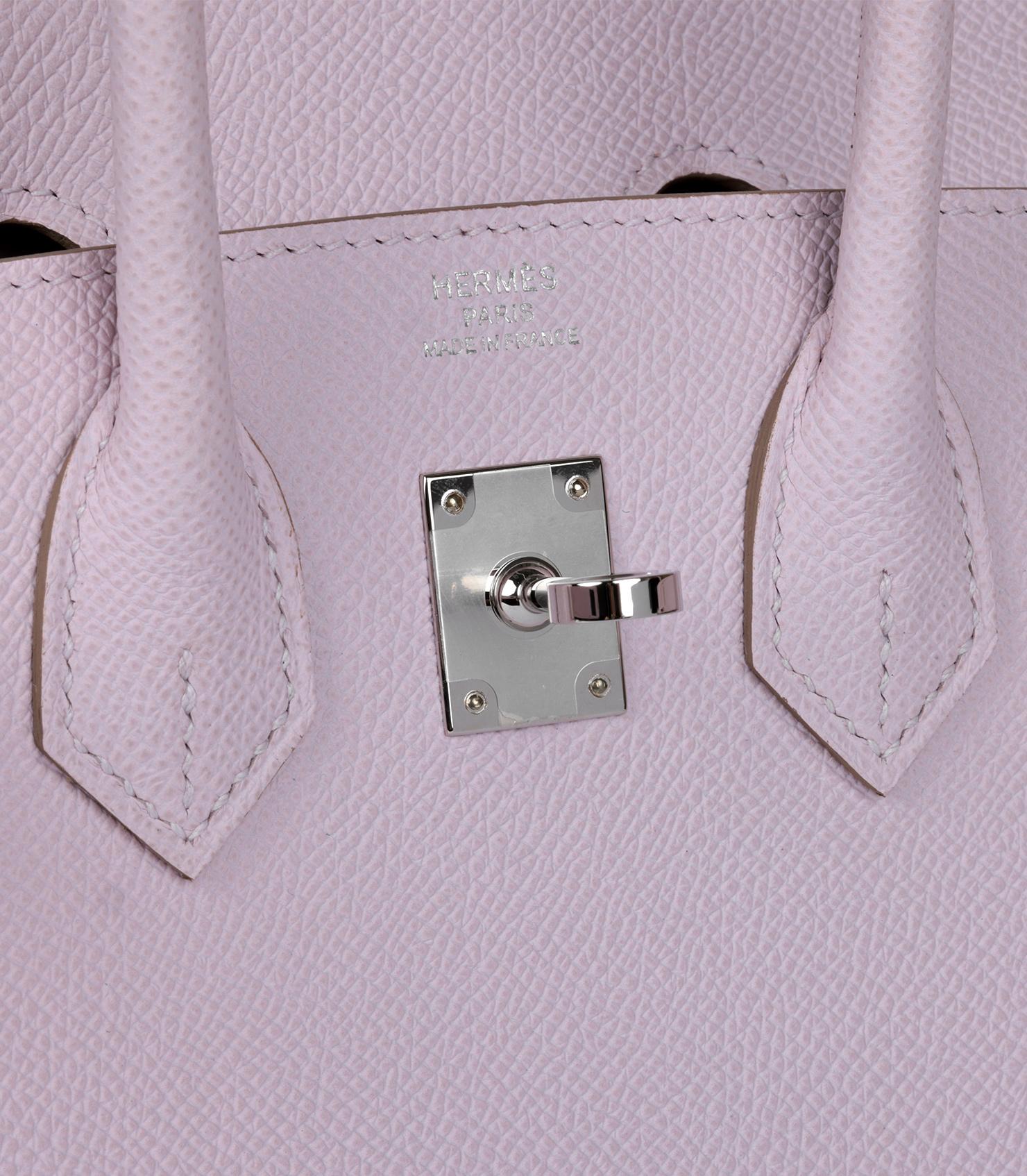 Hermès Mauve Pale Epsom Leather Birkin 25cm 2