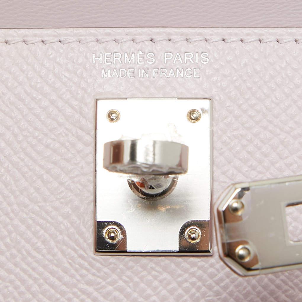 Women's Hermès Mauve Pale Epsom Leather Palladium Finish Mini Kelly Sellier II Bag