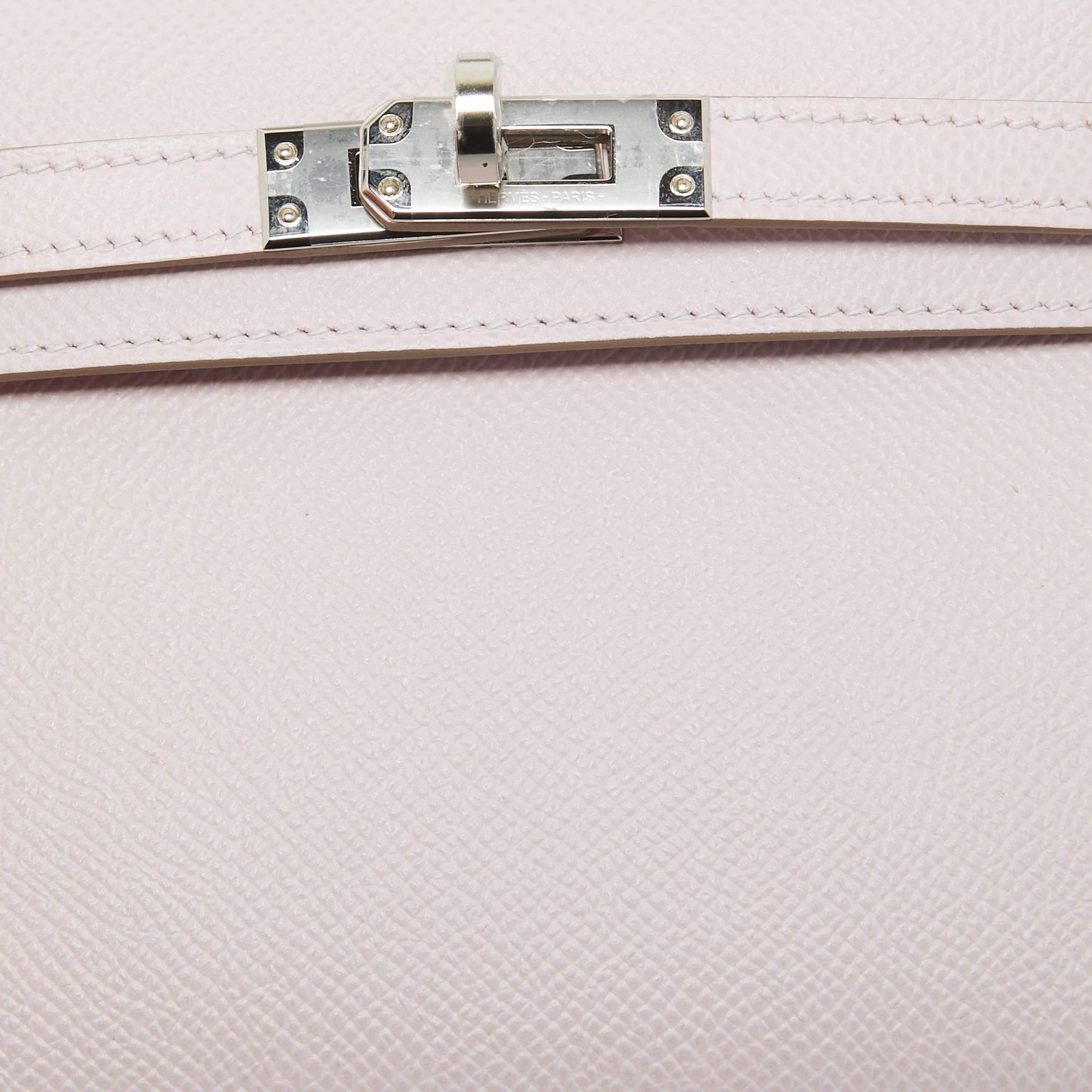 Hermès Mauve Pale Epsom Leather Palladium Finish Mini Kelly Sellier II Bag 1