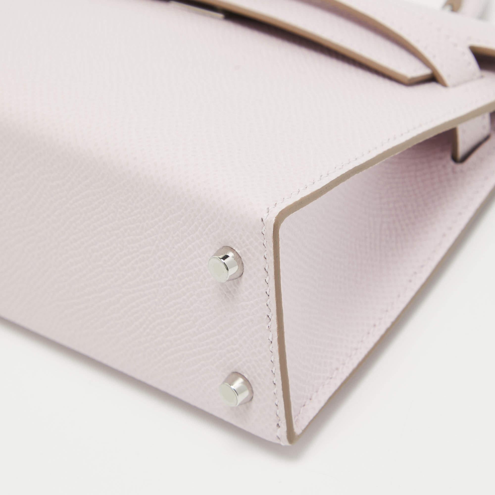 Hermès Mauve Pale Epsom Leather Palladium Finish Mini Kelly Sellier II Bag 3