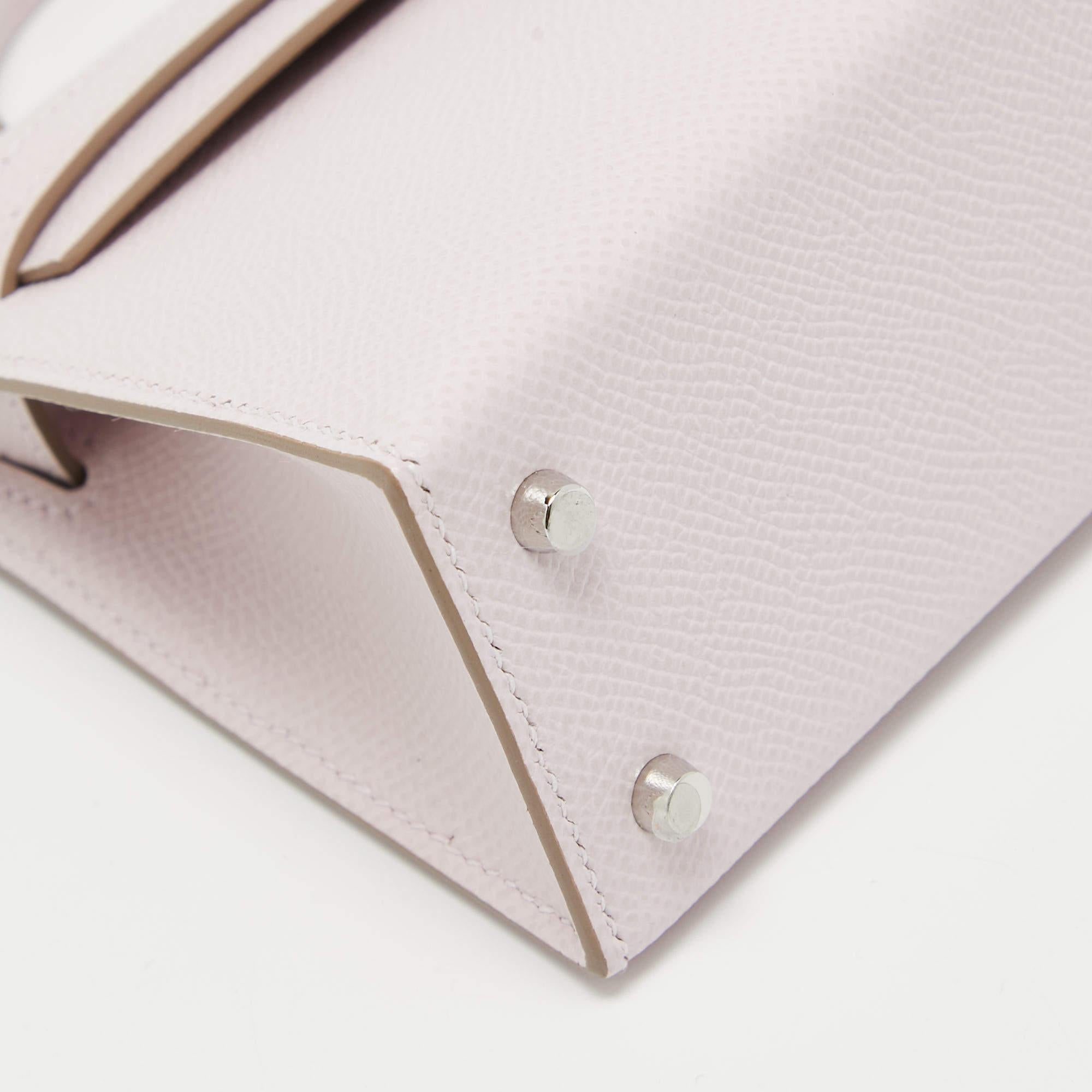 Hermès Mauve Pale Epsom Leather Palladium Finish Mini Kelly Sellier II Bag 4