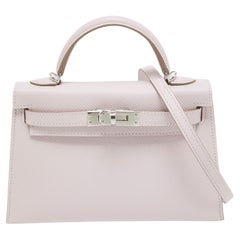 Hermès Mauve Pale Epsom Leather Palladium Finish Mini Kelly Sellier II Bag