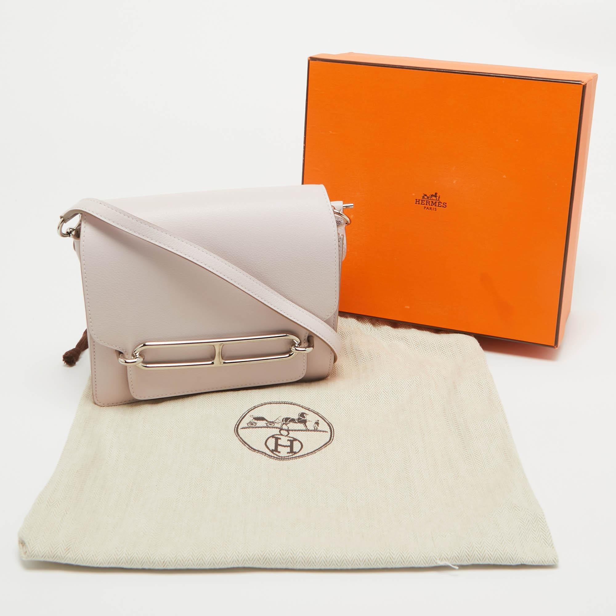 Hermes Mauve Pale Evercolor Leather Roulis Mini Bag 6