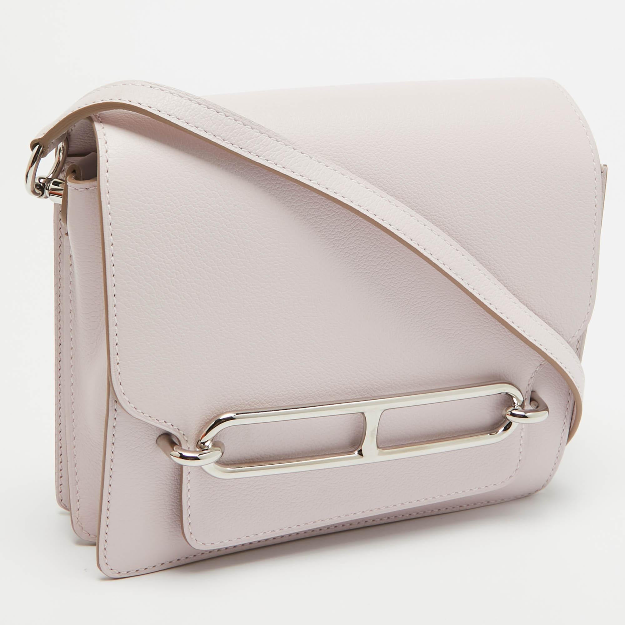 Hermes Mauve Pale Evercolor Leather Roulis Mini Bag In Good Condition In Dubai, Al Qouz 2