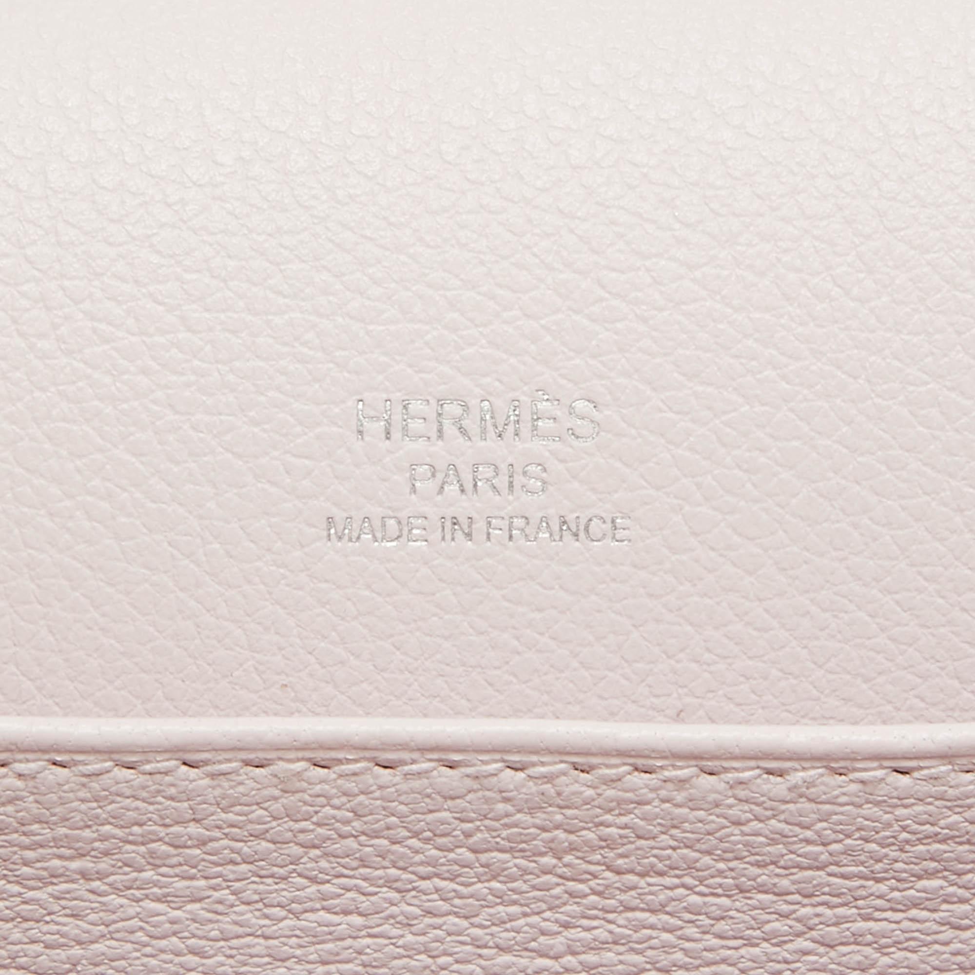Hermes Mauve Pale Evercolor Leather Roulis Mini Bag 5