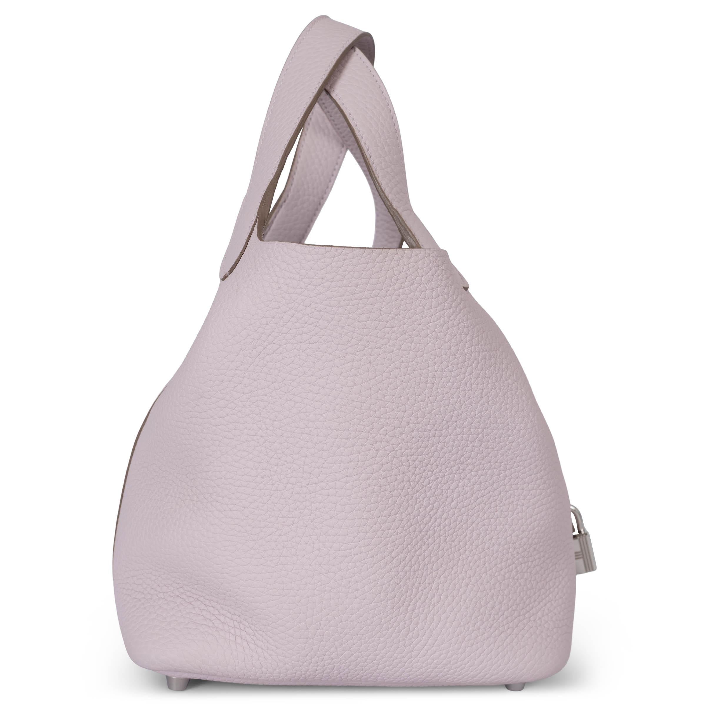 HERMES Mauve Blassrosa Clemence Leder PICOTIN 18 LOCK Tasche Phw (Violett) im Angebot