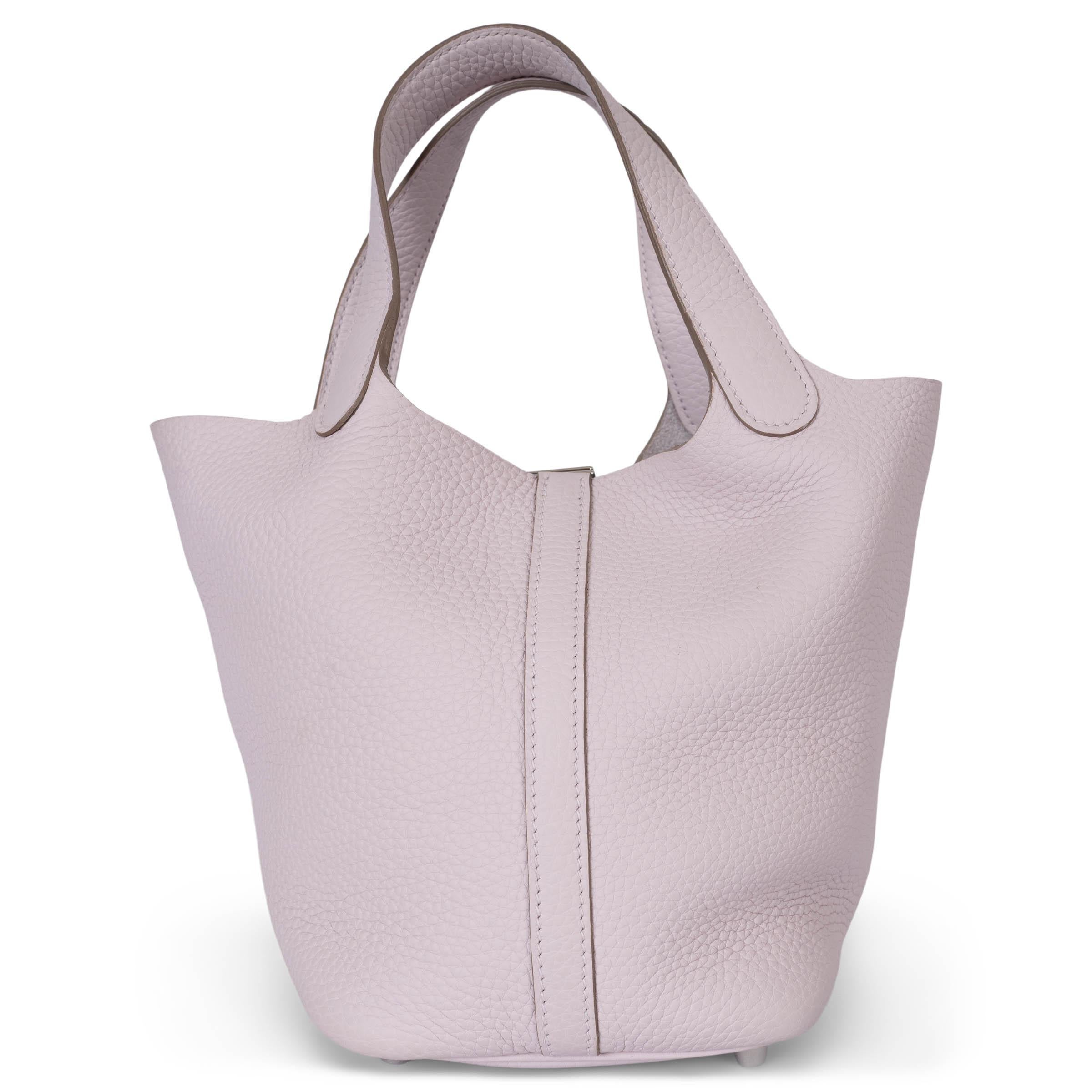 HERMES Mauve Blassrosa Clemence Leder PICOTIN 18 LOCK Tasche Phw im Zustand „Hervorragend“ im Angebot in Zürich, CH