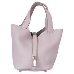 HERMES Mauve Pale pink Clemence leather PICOTIN 18 LOCK Bag Phw