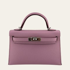 Hermès Mauve Sylvestre Mini Kelly 20 Sellier Epsom Palladium Hardware