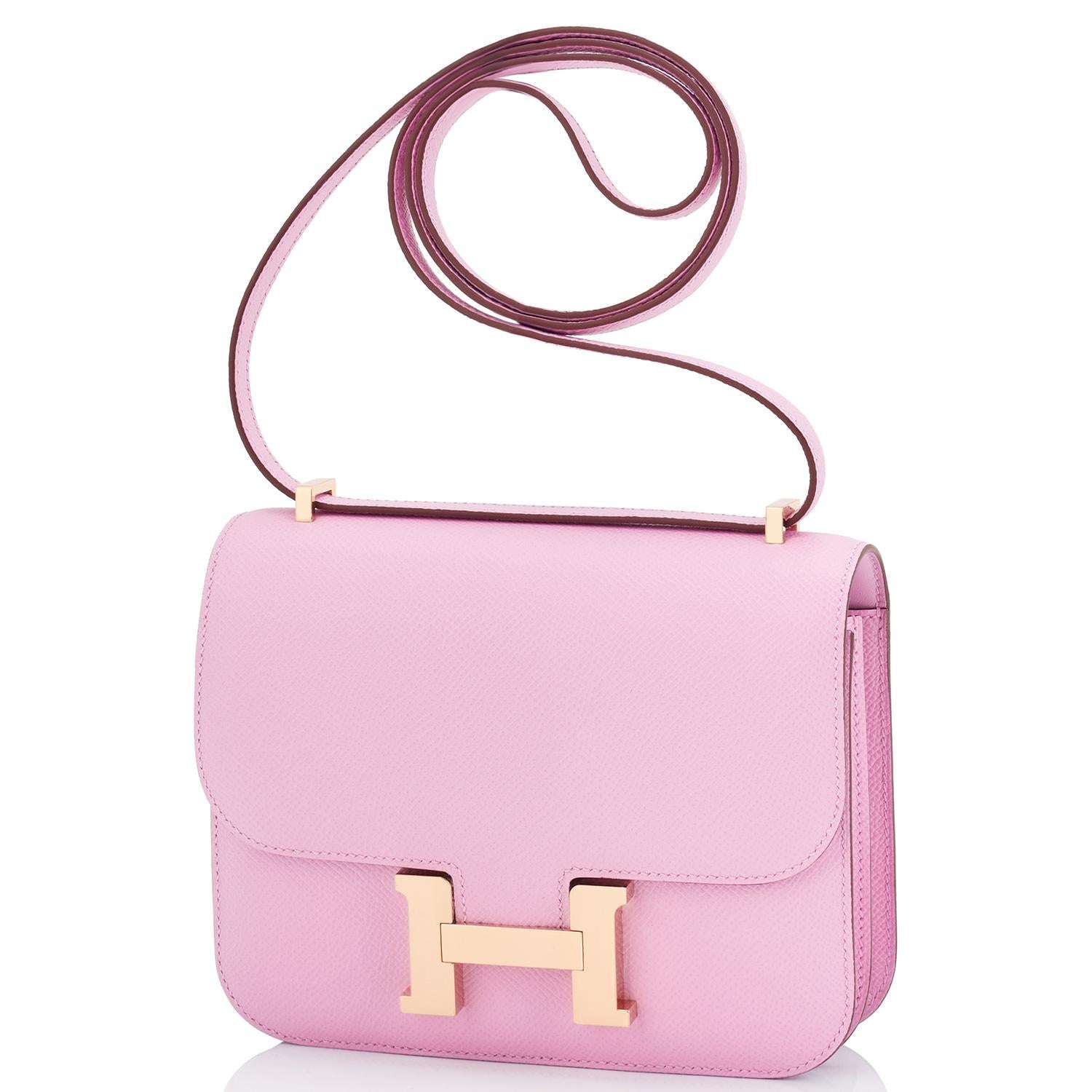 Hermes Mauve Sylvestre Rose Gold Mini Constance 18cm Epsom Bag Z Stamp, 2021 In New Condition For Sale In New York, NY