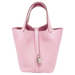 Hermes Mauve Sylvestre Taurillon Clemence Leder Picotin Lock 18 Tasche