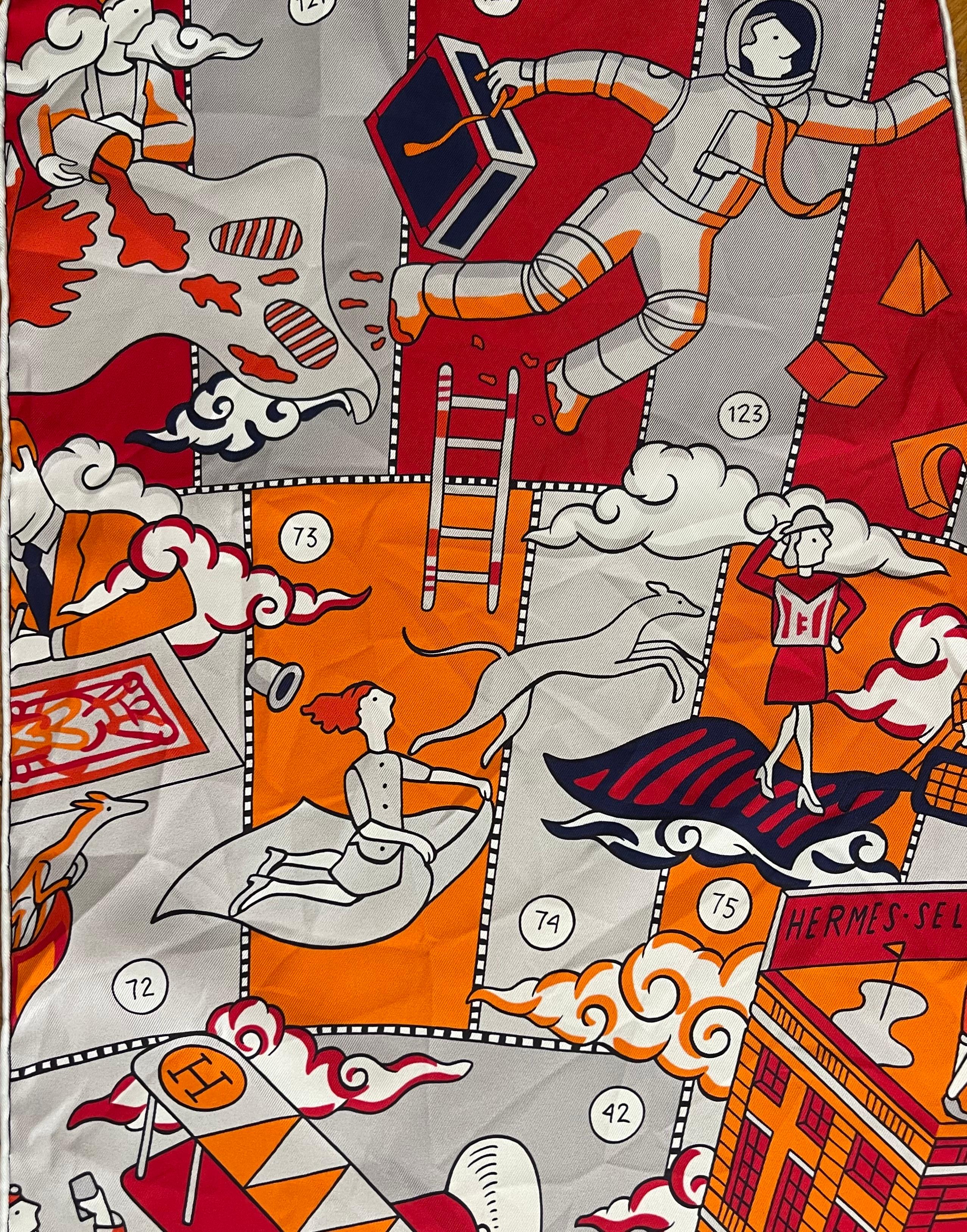 Gray Hermès Maxi Twilly « L’Artificier » For Sale