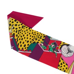 Hermes Maxi-Twilly Slim Animapolis Rose Vif / Jaune Vif / Vert New w/Box