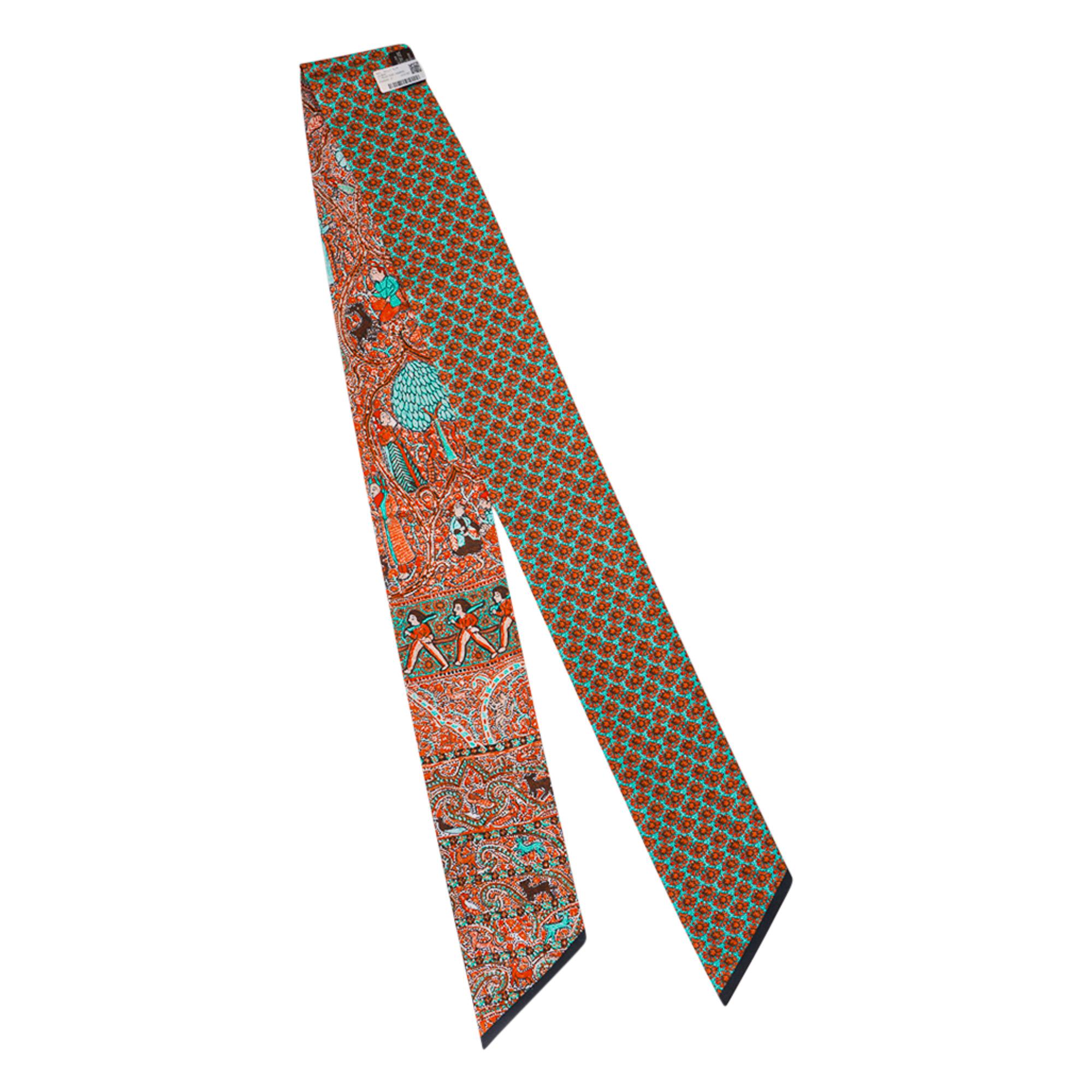 Hermes Maxi - Twilly Slim Lalbhai Roux/Vert/Marron Nuovo con Scatola in vendita 5