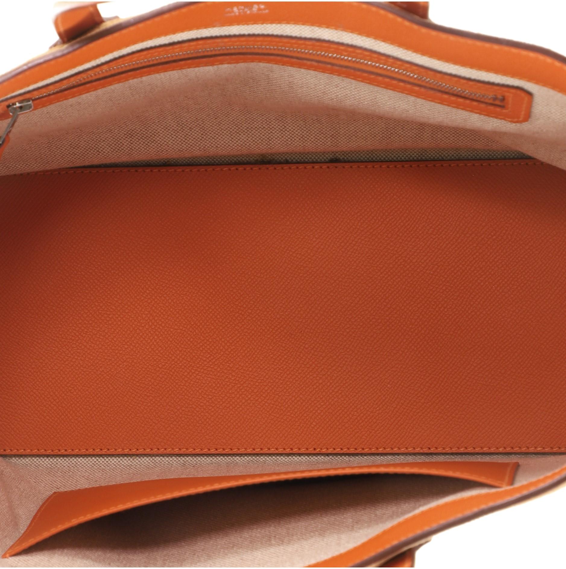 Hermes Maxibox Cabas Doblis Suede with Epsom 30 Brown In Good Condition In Irvine, CA