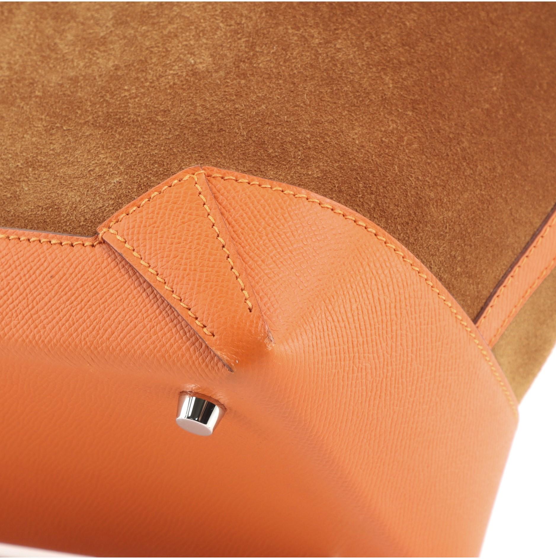 Women's Hermes Maxibox Cabas Doblis Suede with Epsom 30 Brown