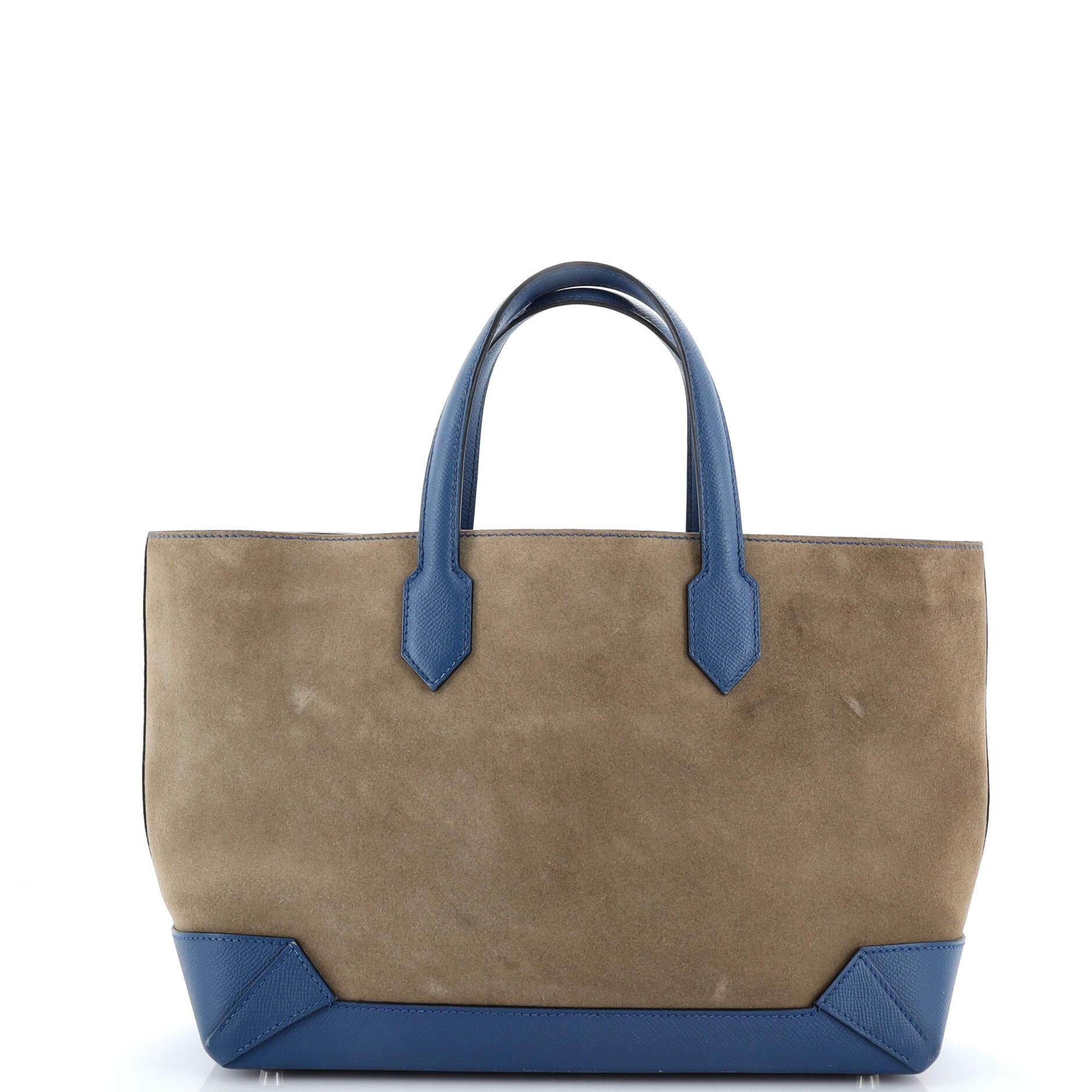Hermes Maxibox Cabas Doblis Suede with Epsom 30 In Good Condition For Sale In NY, NY
