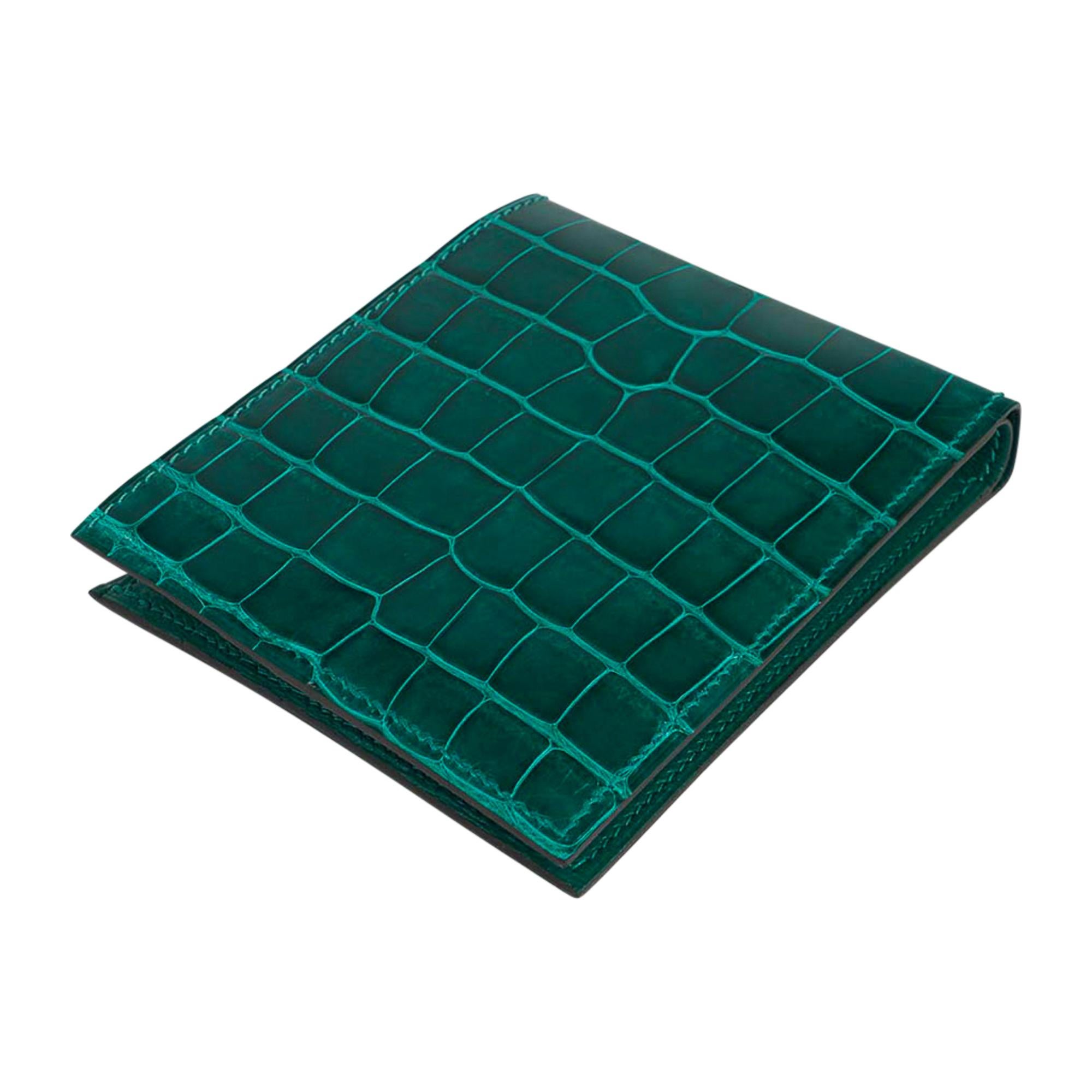 Black Hermes MC 2 Copernic Wallet Emerald Alligator New w/Box