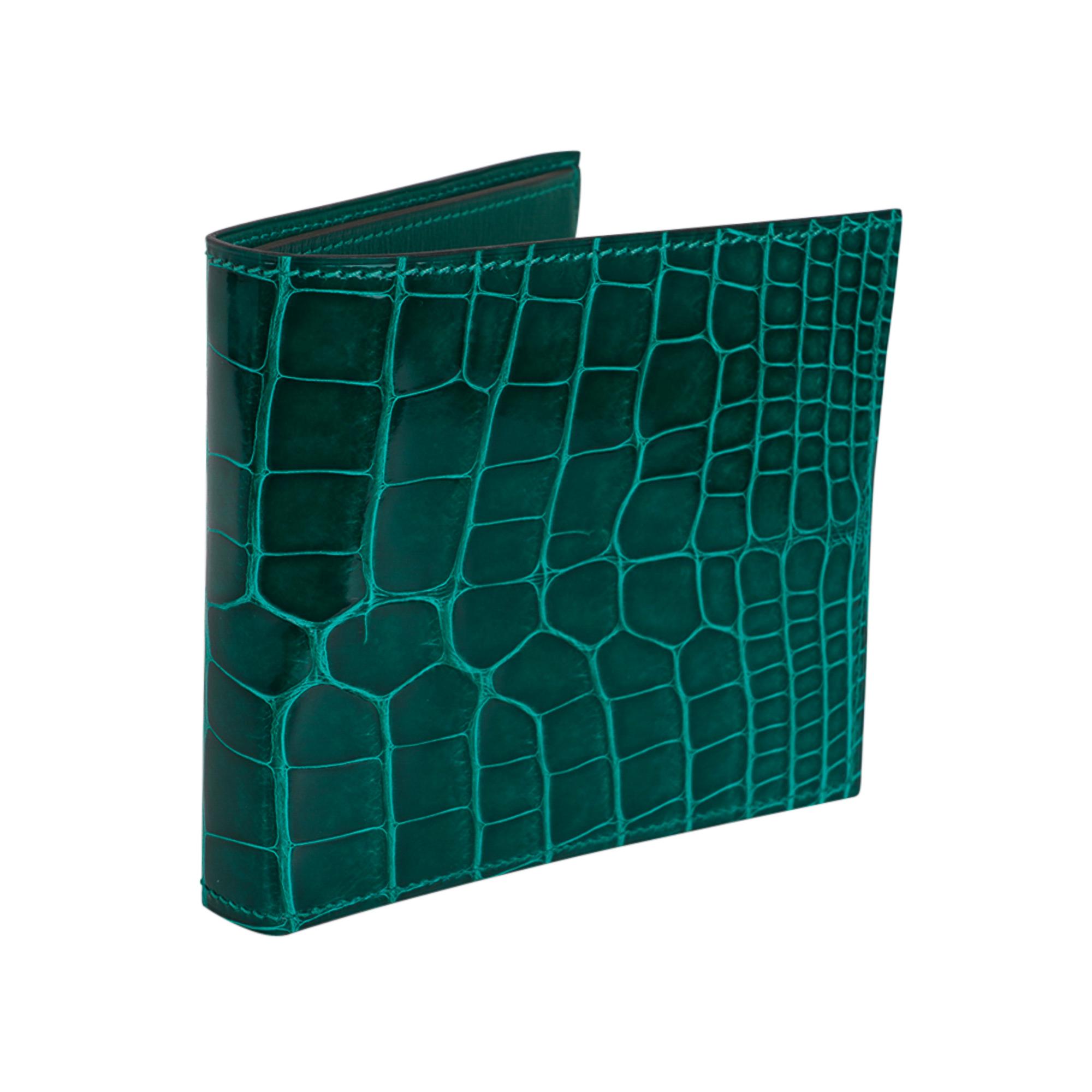 Men's Hermes MC 2 Copernic Wallet Emerald Alligator New w/Box
