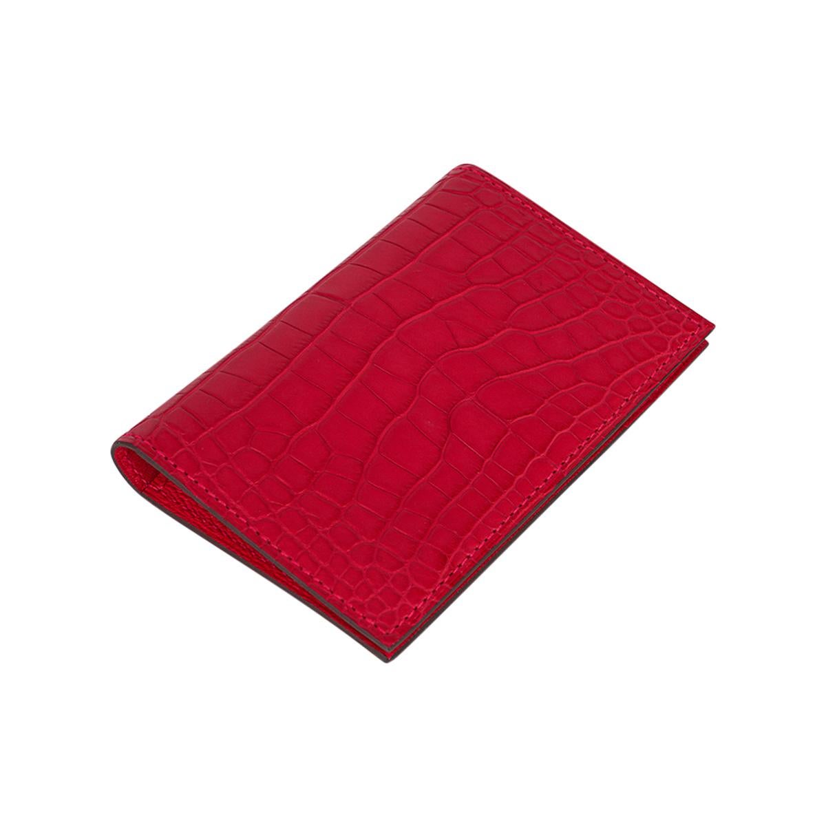 Mightychic offers an Hermes MC2 Euclid Card Case featured in Rose Extreme Matte Alligator.
The card holder has 4 slots for business / credit cards and 2 pockets.
Comes with signature Hermes box.
New or Store Fresh Condition.
final sale

CARD HOLDER