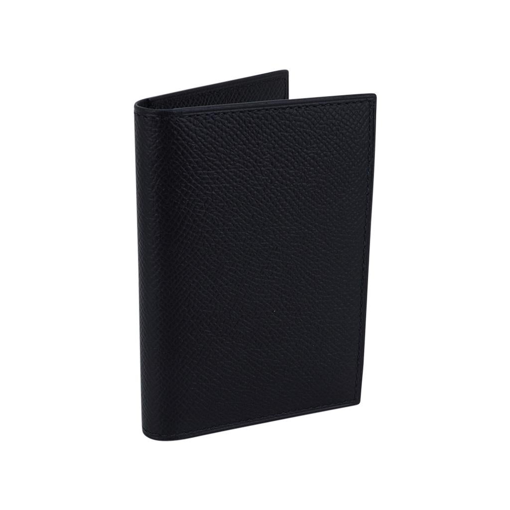 da uomo o donna Hermes MC2 Euclide Porta carte di credito in pelle nera di Epsom