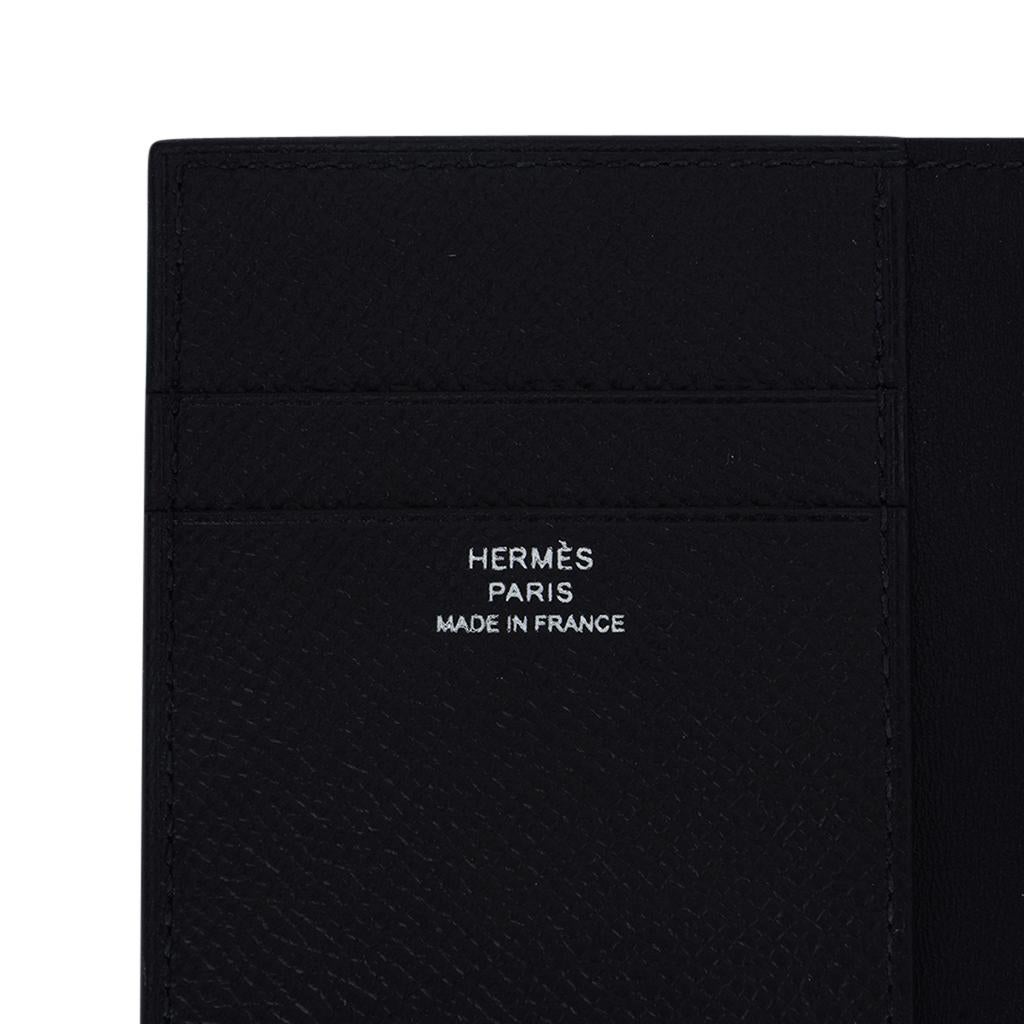 Hermes MC2 Euclide Porta carte di credito in pelle nera di Epsom 1