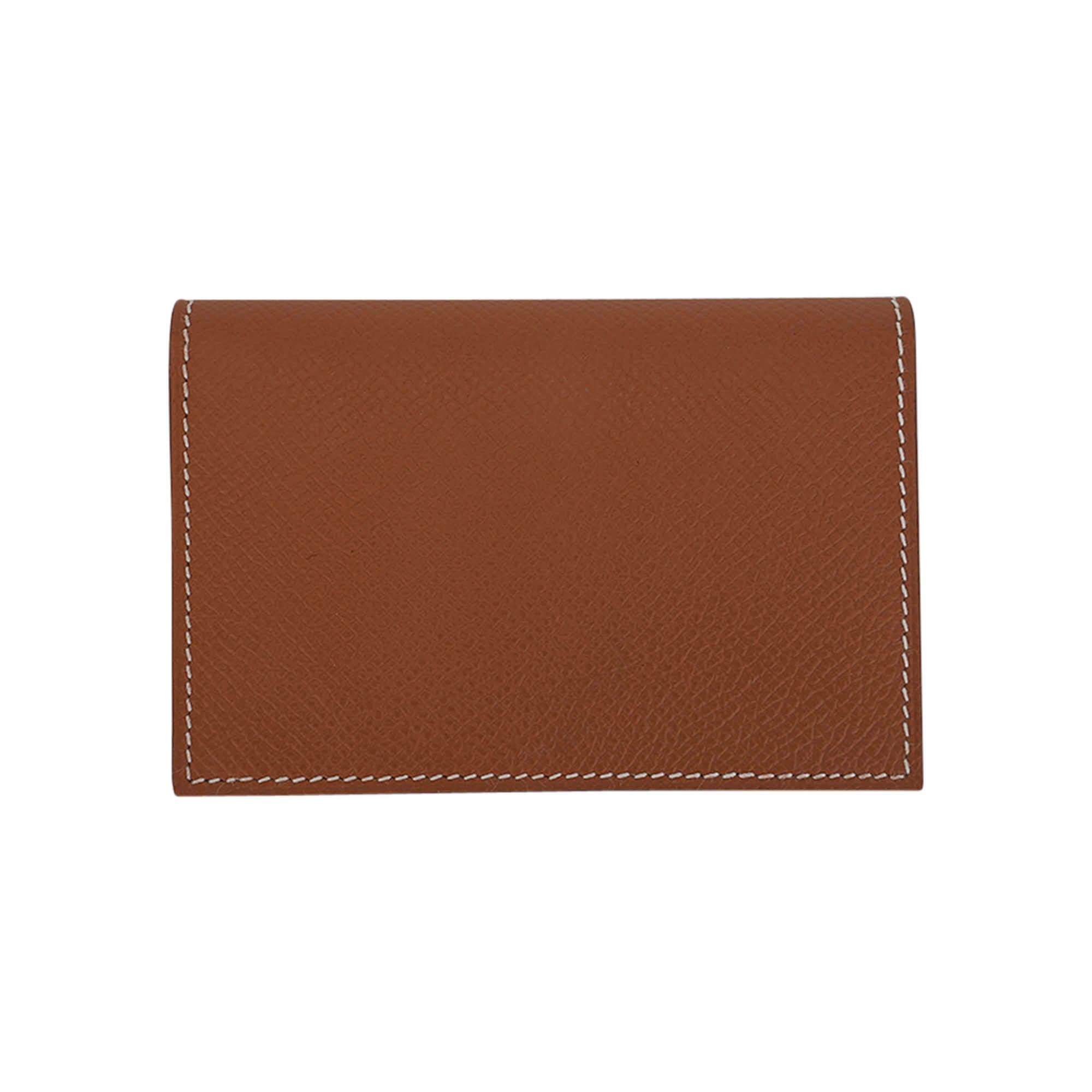 Women's or Men's Hermes MC2 Euclide Card Holder Gold Epsom Leather For Sale