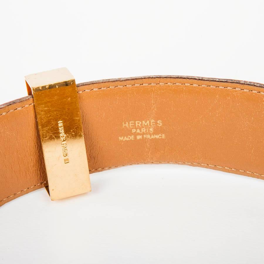 HERMES 'Médor' Vintage Belt in Orange Courchevel Leather Size 76 In Good Condition In Paris, FR