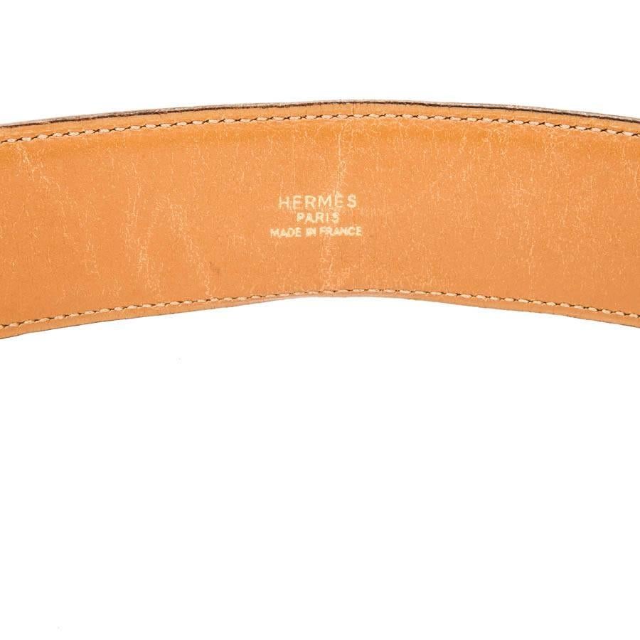 Women's HERMES 'Médor' Vintage Belt in Orange Courchevel Leather Size 76
