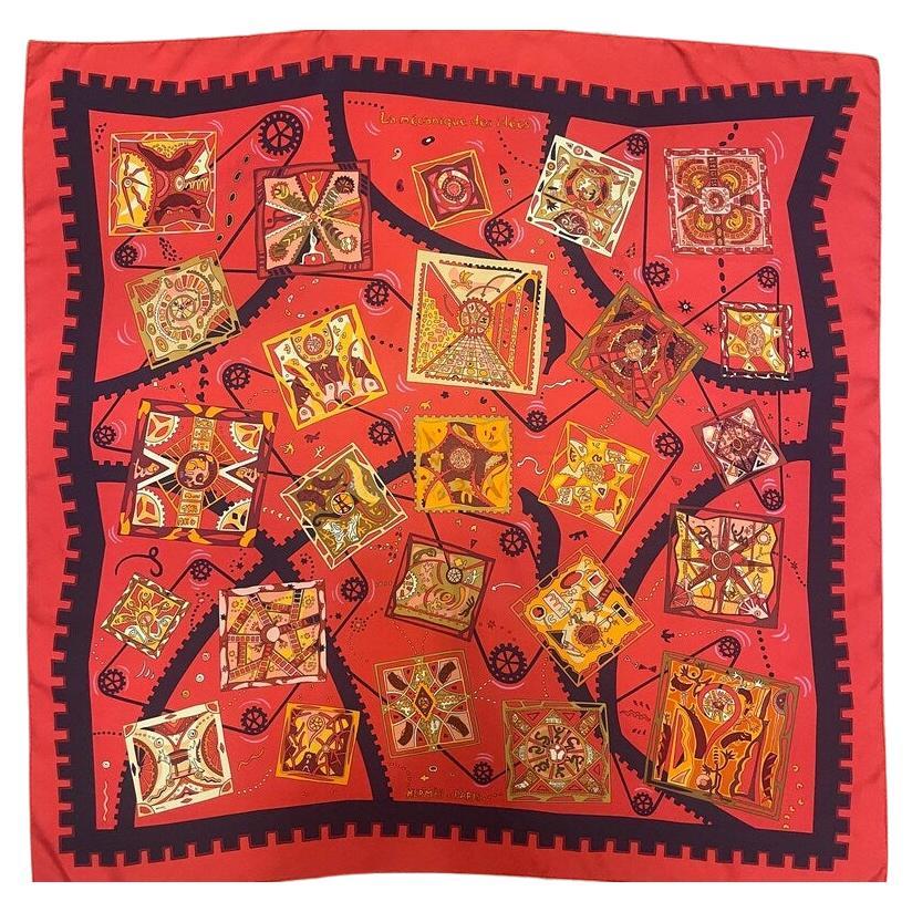 HENRY MECHANICS of IDEA sciarpa di seta rossa disegnata da Henry Christine 2004 Francia in vendita