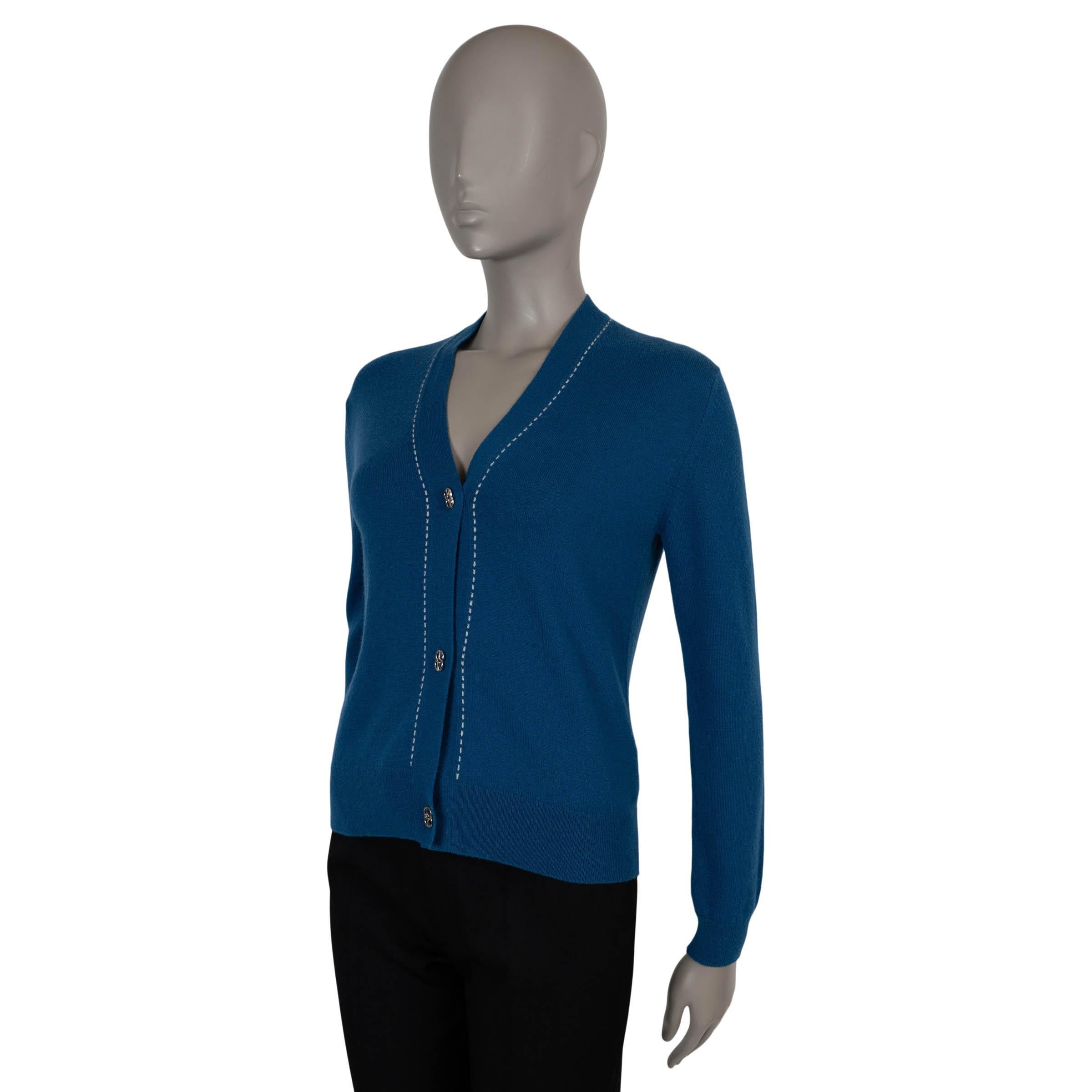 HERMES azul medio cachemira TOP STITCHING Cárdigan Jersey 34 XXS Negro en venta