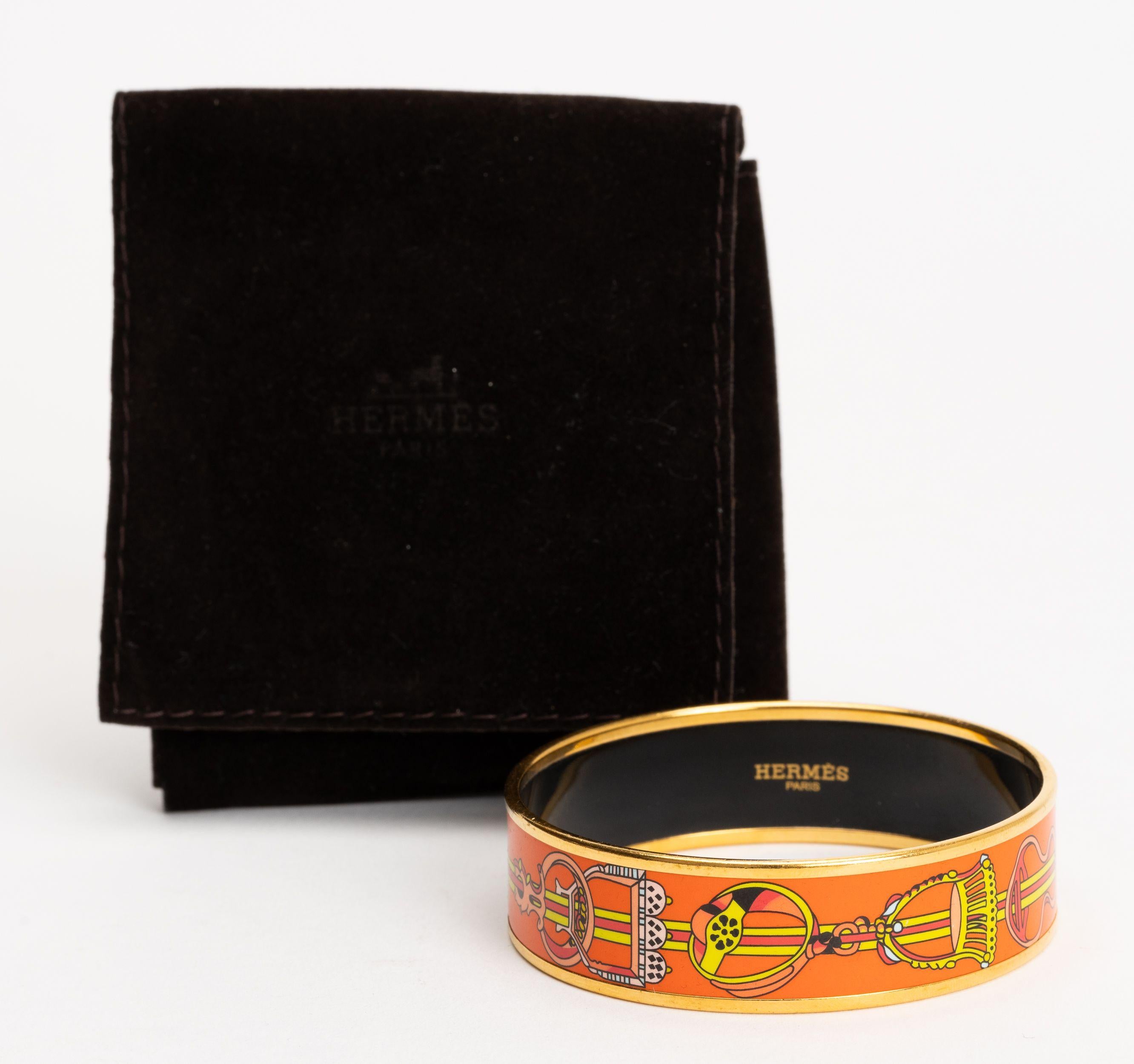 Donna Hermes Bangle medio con smalto arancione in vendita